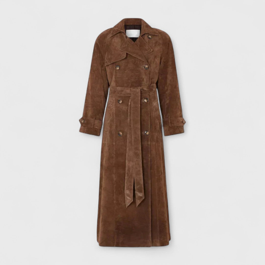 Veronika - Elegancki płaszcz trench z wysokim kołnierzem