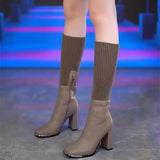 Bottes en Tricot Extensible à Talons