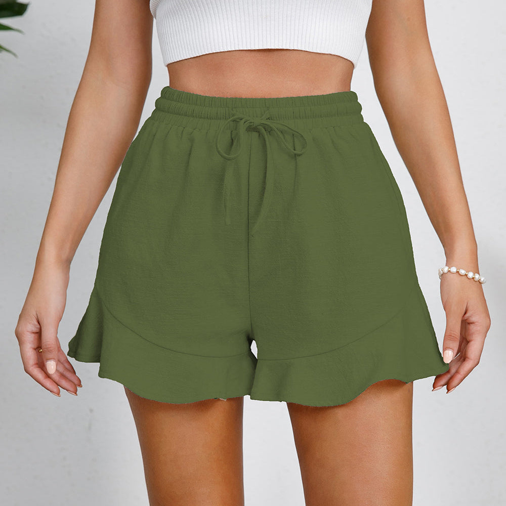 Jade | stylowe szorty damskie z falbanką i sznurkiem