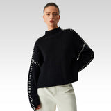 Alma | Oversize-Dolcevita-Pullover z detalami Piqué