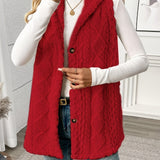 Gilet sans manches à capuche style torsadé pour femme, élégant et décontracté