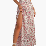 Jupe Longue Fendue à Imprimé Fleuri Femme Style Estival Décontracté