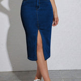 Jupe crayon fendue à taille haute pour femme, style casual chic, idéale pour l'été