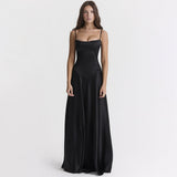 Olivia | Elegancka sukienka satynowa maxi z wiązaniem na plecach