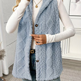 Gilet sans manches à capuche style torsadé pour femme, élégant et décontracté
