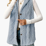 Gilet sans manches à capuche style torsadé pour femme, élégant et décontracté
