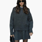 Ensemble Femme Élégant Pull et Jupe Style Décontracté Chic Automne Hiver