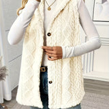 Gilet sans manches à capuche style torsadé pour femme, élégant et décontracté