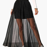 Jupe longue fluide transparente style vacances femme