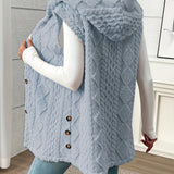Gilet sans manches à capuche style torsadé pour femme, élégant et décontracté