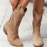 Amanda – Bottes pour femmes à talons moyens en daim brûlé