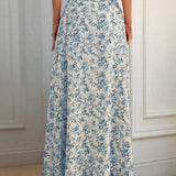 Jupe Longue Fendue à Imprimé Fleuri Femme Style Estival Décontracté