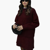 Ensemble Femme Élégant Pull et Jupe Style Décontracté Chic Automne Hiver