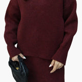 Ensemble Femme Élégant Pull et Jupe Style Décontracté Chic Automne Hiver