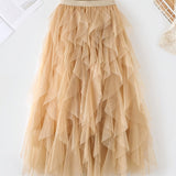 Jupe longue à volants style bohème pour femme, élégante et tendance, idéale pour occasions spéciales et looks romantiques