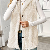 Gilet sans manches à capuche style torsadé pour femme, élégant et décontracté