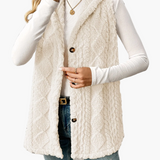 Gilet sans manches à capuche style torsadé pour femme, élégant et décontracté