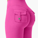 Legging cargo de fitness femme coupe évasée push-up taille haute pour sport et loisirs