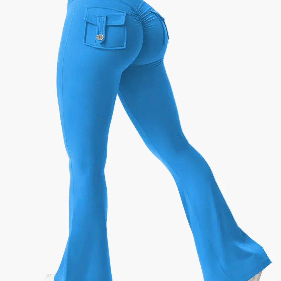 Legging cargo de fitness femme coupe évasée push-up taille haute pour sport et loisirs