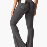 Legging cargo de fitness femme coupe évasée push-up taille haute pour sport et loisirs