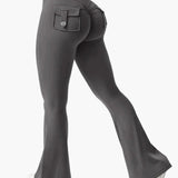 Legging cargo de fitness femme coupe évasée push-up taille haute pour sport et loisirs