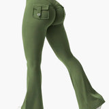 Legging cargo de fitness femme coupe évasée push-up taille haute pour sport et loisirs