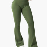 Legging cargo de fitness femme coupe évasée push-up taille haute pour sport et loisirs