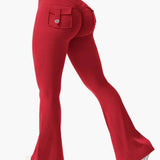 Legging cargo de fitness femme coupe évasée push-up taille haute pour sport et loisirs