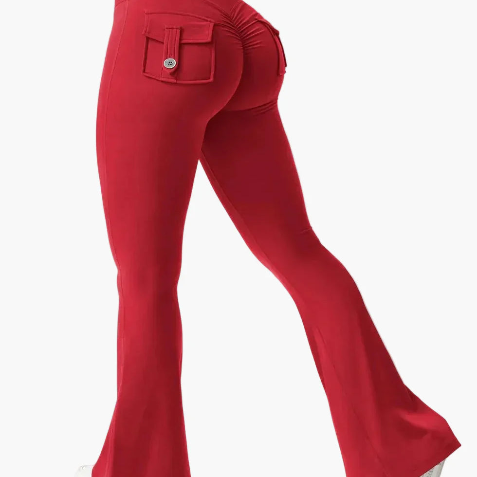 Legging cargo de fitness femme coupe évasée push-up taille haute pour sport et loisirs