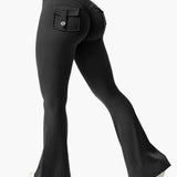 Legging cargo de fitness femme coupe évasée push-up taille haute pour sport et loisirs