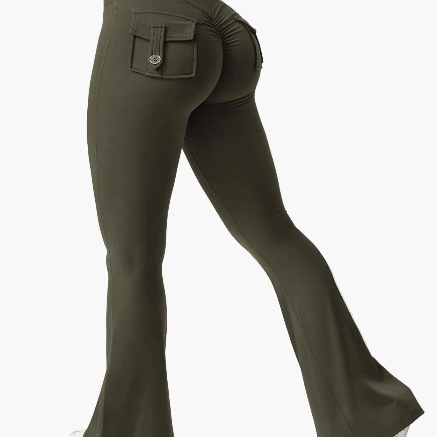 Legging cargo de fitness femme coupe évasée push-up taille haute pour sport et loisirs
