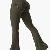 Legging cargo de fitness femme coupe évasée push-up taille haute pour sport et loisirs
