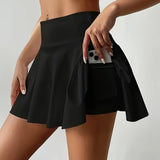 Jupe-short plissée de sport femme avec poche pratique, style décontracté, idéale pour le printemps et l'été