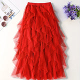 Jupe longue à volants style bohème pour femme, élégante et tendance, idéale pour occasions spéciales et looks romantiques