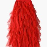 Jupe longue à volants style bohème pour femme, élégante et tendance, idéale pour occasions spéciales et looks romantiques
