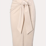 Jupe crayon élégante femme nouée à la taille, fente latérale, style bureau ou soirée