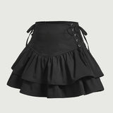 Jupe femme gothique élégante à volants avec laçage corset pour soirées et tenues alternatives