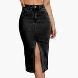 Jupe crayon fendue à taille haute pour femme, style casual chic, idéale pour l'été