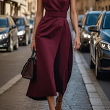 Elena - Sukienka damska bez rękawów elegancka z paskiem