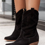 Amanda – Bottes pour femmes à talons moyens en daim brûlé