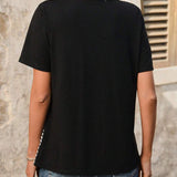 T-shirt swobodny w paski kontrastowy kolor