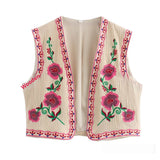 Tara – Gilet brodé bicolore décontracté à la mode