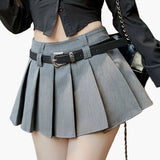 Jupe plissée taille haute style sexy pour femme, avec ceinture, idéale pour un look moderne
