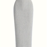 Jupe longue côtelée taille haute pour femme, style casual chic, idéale pour le printemps