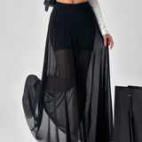 Jupe longue fluide transparente style vacances femme