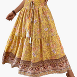 Jupe longue bohème à motif floral pour femme, style été élégant