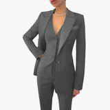 Ensemble Costume Femme Élégant 3 Pièces Blazer Gilet Pantalon Style Professionnel