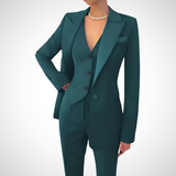 Ensemble Costume Femme Élégant 3 Pièces Blazer Gilet Pantalon Style Professionnel