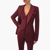 Ensemble Costume Femme Élégant 3 Pièces Blazer Gilet Pantalon Style Professionnel
