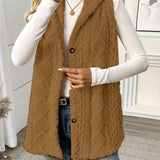 Gilet sans manches à capuche style torsadé pour femme, élégant et décontracté